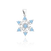 Pandantiv argint fulg de nea cu pietre bleu DiAmanti Z1788CR_AQ-DIA